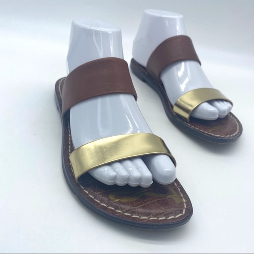 Sam Edelman Gala Slides Sandals Shoes Brown / Gold Women’s Size 7.5